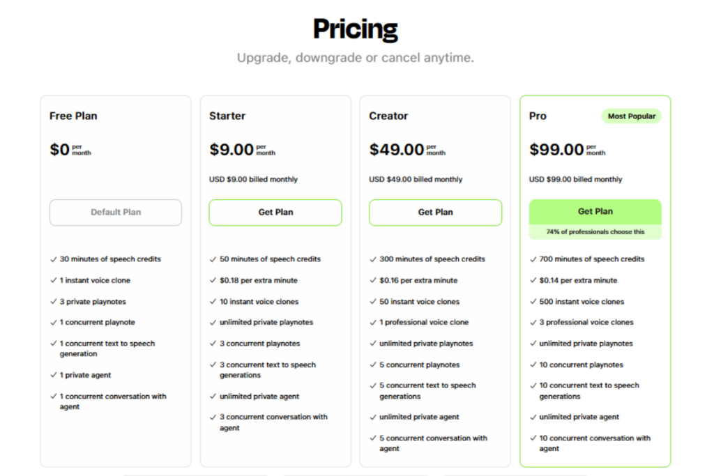 PlayAI Pricing