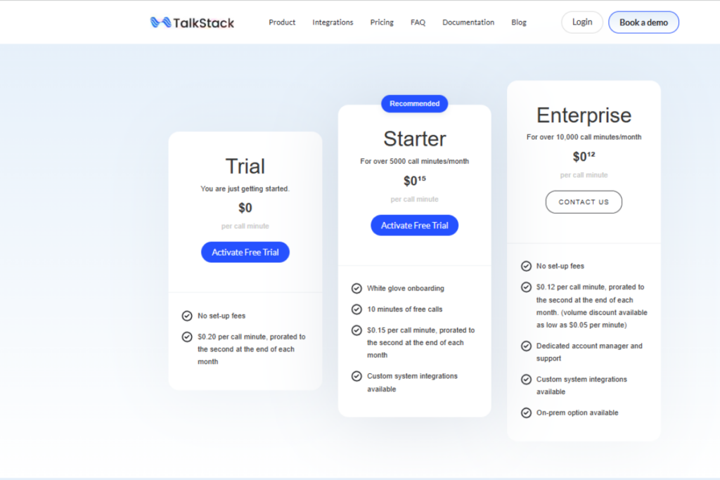 TalkStack AI Pricing