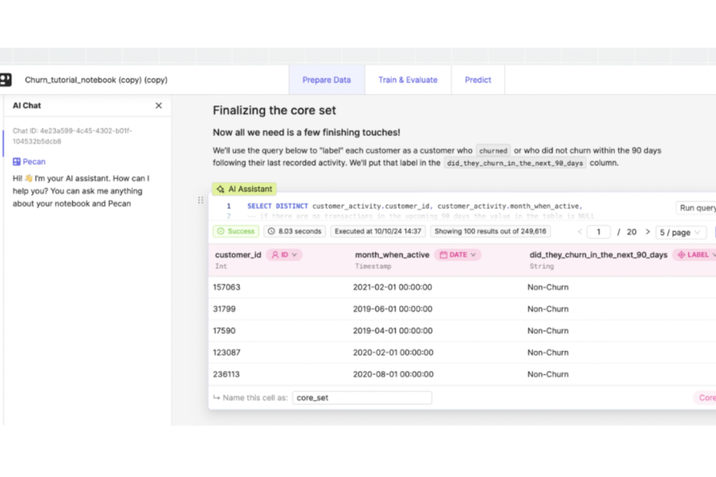 User-Friendly Interface of Pecan AI